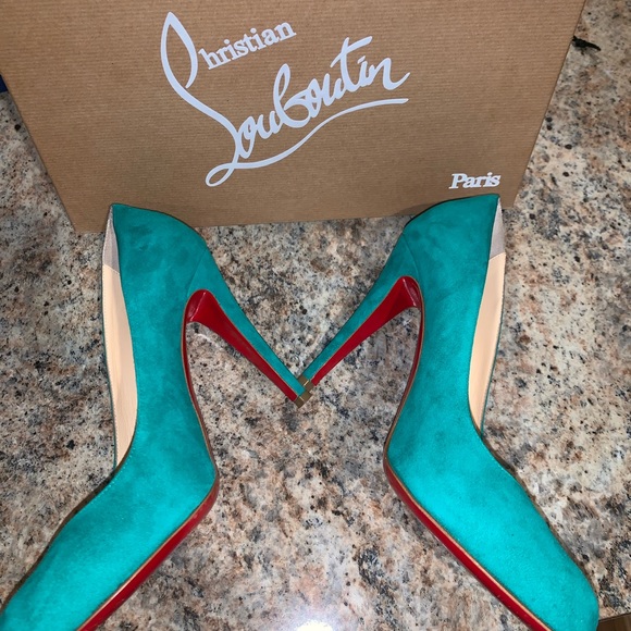 Christian Louboutin Ron Ron 100mm Suede Mint Pump - Picture 4 of 8